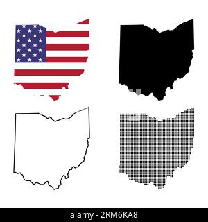 Ensemble de la carte de l'Ohio, États-unis d'amérique. Illustration vectorielle de symbole de concept plat . Illustration de Vecteur