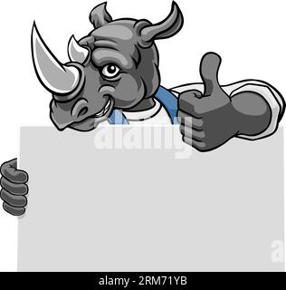 Rhino Painter Handyman Mechanic Plumber Cartoon Illustration de Vecteur