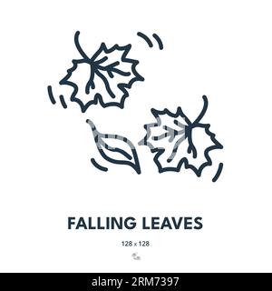 Icône feuilles tombantes. Feuille, automne, automne. Contour modifiable. Icône vecteur simple Illustration de Vecteur