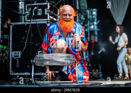 Turin Italie. 25 août 2023. Le groupe américain LES SAVY FAV se produit en direct sur scène au Spazio 211 lors du 'Todays Festival 2023'. Banque D'Images