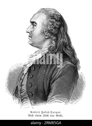 Anne-Robert-Jacques Turgot, communément appelé Turgot, est un économiste, homme d'État et philosophe français qui vécut de 1727 à 1781. Turgot est réputé pour ses contributions à la théorie économique et son rôle de figure influente sous le règne du roi Louis XVI de France Banque D'Images