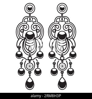 Icône de ligne de boucles d'oreilles. Ears bijou illustration vectorielle isolé sur blanc. Style de contour de bijoux. Illustration de Vecteur