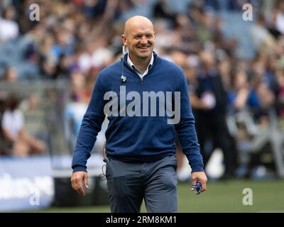 Summer International - Écosse v, Géorgie. 26 août 2023. Un entraîneur écossais souriant, Gregor Townsend, alors que l'Écosse affronte la Géorgie dans la dernière compétition internationale d'été avant la coupe du monde au Scottish Gas Murrayfield Stadium, Édimbourg, Écosse, Royaume-Uni crédit : Ian Jacobs/Alamy Live News Banque D'Images