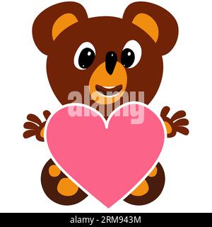 Imprimé ours en peluche mignon. Illustration mignonne d'ours en peluche pour t-shirt bébé, vêtements de bébé, invitation, conception de bébé. Illustration vectorielle de dessin animé ours heureux Illustration de Vecteur