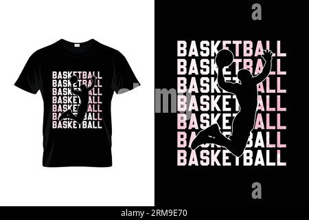 Basketball Silhouette T-shirt Funny Basketball Illustration de Vecteur