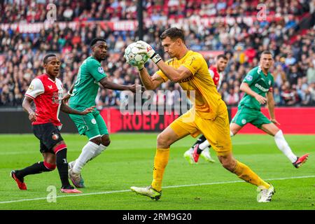 Rotterdam, pays-Bas. 27 août 2023. Rotterdam - le gardien Nordin Bakker d'Almere City FC lors du match d'Eredivisie entre Feyenoord et Almere City au Stadion Feijenoord de Kuip le 27 août 2023 à Rotterdam, aux pays-Bas. Crédit : photos boîte à boîte/Alamy Live News Banque D'Images