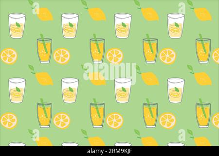 limonade lumineuse et motif sans couture citron Illustration de Vecteur