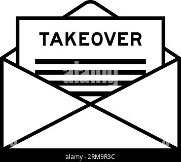 Enveloppe et lettre signe avec mot Takeover comme titre Illustration de Vecteur