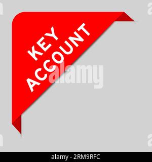 Couleur rouge de la bannière d'étiquette de coin avec mot compte clé sur fond gris Illustration de Vecteur