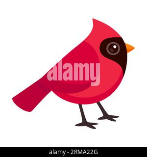 Mignon dessin animé rouge Cardinal du Nord oiseau. Illustration clip art vectorielle simple. Illustration de Vecteur