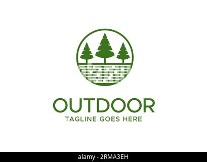 Présentation de notre logo Outdoor Landscape nature Pine Tree, un design transparent parfait pour ajouter une touche créative à tout projet. Avec son complexe deta Illustration de Vecteur