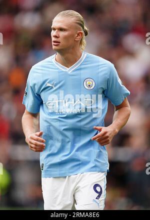 Erling Haaland, de Manchester City, regarde lors du match de Premier League à Bramall Lane, Sheffield. Date de la photo : dimanche 27 août 2023. Banque D'Images