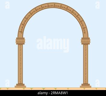 Arche architecturale en pierres brunes illustration, ruines et archéologie, style d'architecture romaine, style d'architecture grecque Banque D'Images