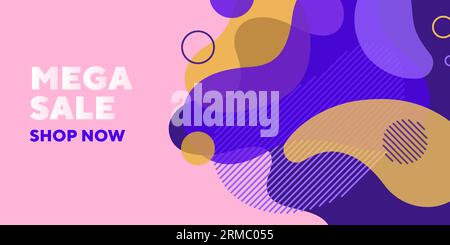 Conception de bannière abstraite MEGA vente avec hachurage Illustration de Vecteur