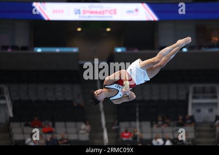 26 août 2023 : gymnaste YUL Moldauer lors de la compétition senior hommes Day 2 aux Championnats américains de gymnastique 2023. La compétition se déroule au SAP Center de San Jose, en Californie. Melissa J. Perenson/CSM Banque D'Images