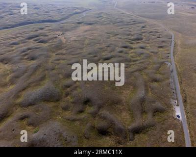 Campo Imperatore, Abruzzes (Italie). Panorama aérien sur le Gran Sasso d'Italie Banque D'Images