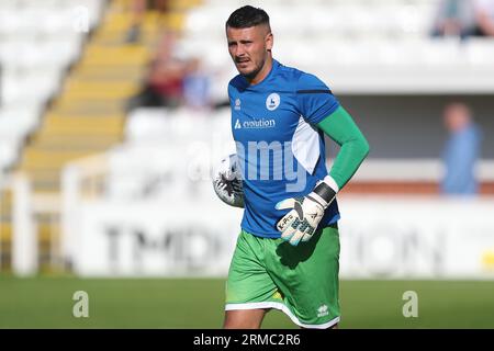 Hartlepool, Royaume-Uni, 26 août 2023. Pete Jameson de Hartlepool United se réchauffe lors du match de la Ligue nationale de Vanarama entre Hartlepool United et l’AFC Fylde à Victoria Park, Hartlepool, le samedi 26 août 2023. (Photo : Mark Fletcher | MI News) crédit : MI News & Sport / Alamy Live News Banque D'Images