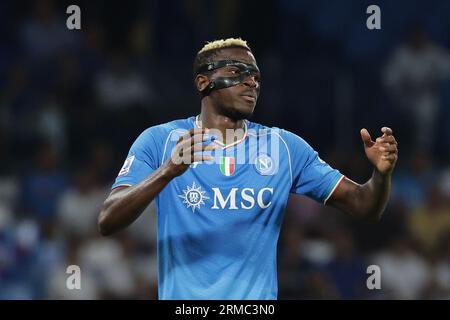 Naples, Italie. 27 août 2023. Victor Osimhen de SSC Napoli lors du match de football Serie A entre SSC Napoli et Sassuolo Calcio au stade Diego Armando Maradona à Naples (Italie), le 27 août 2023. Crédit : Insidefoto di andrea staccioli/Alamy Live News Banque D'Images