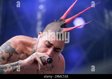 Groupe de punk italien de la Sad lors de leur concert au Festival de musique AMA le 26 août 2023 à Romano d’Ezzelino, Vicence, Italie. Banque D'Images