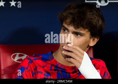 Madrid, Espagne. 14 août 2023. Joao Felix de l'Atletico de Madrid vu lors du match LaLiga EA Sports 2023/24 entre l'Atletico de Madrid et Grenade au stade Civitas Metropolitano. Score final ; Atletico de Madrid 3:1 Grenade (photo Guillermo Martinez/SOPA Images/Sipa USA) crédit : SIPA USA/Alamy Live News Banque D'Images