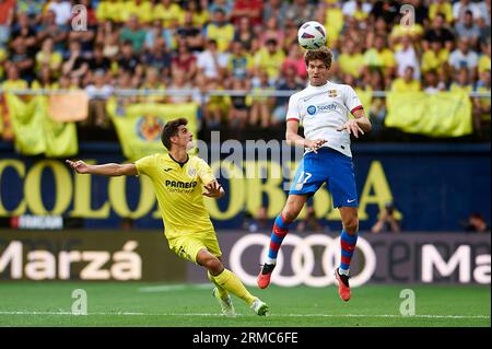 Gerard Moreno de Villarreal CF, Marcos Alonso de Barcelona CF en action lors de la Liga EA Sport Regular Season Round 3 le 27 août 2023 à Ceram Banque D'Images
