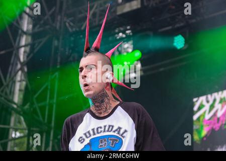 Groupe de punk italien de la Sad lors de leur concert au AMA Music Festival le 26 août 2023 à Romano dEzzelino, Vicence, Italie. (Photo de Roberto Tommasini/NurPhoto) crédit : NurPhoto SRL/Alamy Live News Banque D'Images