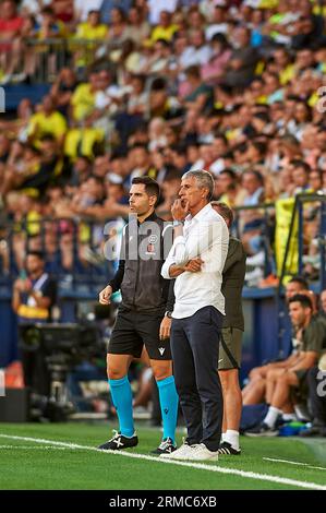 Quique Setien entraîneur de Villarreal CF en action lors de la saison régulière de la Liga EA Sport Round 3 le 27 août 2023 au Ceramica Stadium (Villareal, la Banque D'Images
