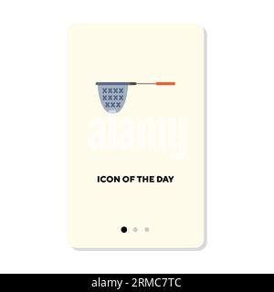 Filet à la ligne pour attraper l'icône de vecteur plat de poisson Illustration de Vecteur