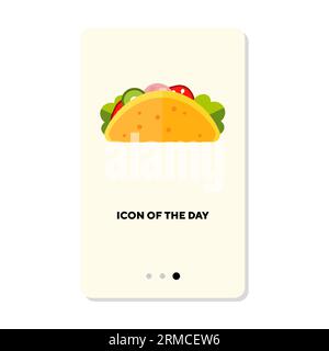 Friture Taco pour le déjeuner ou le dîner icône vectorielle plate Illustration de Vecteur