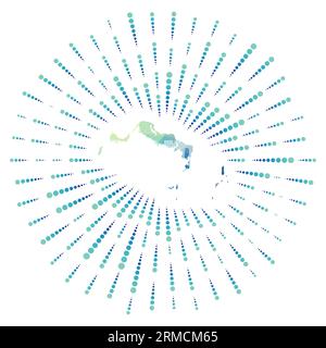 Forme des îles Turques et Caïques, éclat de soleil polygonal. Carte de l'île avec des rayons d'étoiles colorés. Illustration des îles Turques et Caïques en numérique, te Illustration de Vecteur