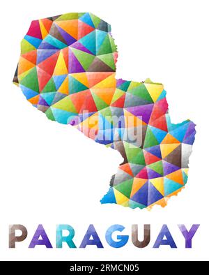 Paraguay - forme de pays poly basse colorée. Triangles géométriques multicolores. Design moderne et tendance. Illustration vectorielle. Illustration de Vecteur