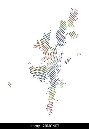 Carte pointillée du continent. Forme de style numérique de Mainland. Icône technologique de l'île avec des points dégradés. Illustration vectorielle chic. Illustration de Vecteur