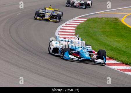 Madison, Illinois, États-Unis. 27 août 2023. JOSEF NEWGARDEN (2 ans), pilote de la série INDYCAR, de Nashville, Tennessee, court à travers les virages lors du Bommarito Automotive Group 500 au World Wide Technology Raceway à Madison il. (Image de crédit : © Walter G Arce SR Grindstone Medi/ASP) USAGE ÉDITORIAL SEULEMENT! Non destiné à UN USAGE commercial ! Banque D'Images