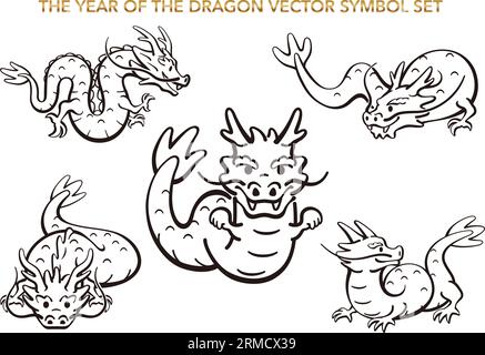 L'année du Dragon Vector Zodiac Symbol Illustration Set isolé sur Un fond blanc. Illustration de Vecteur