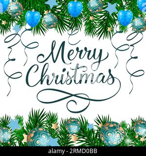 Carte de joyeux Noël avec branches de sapin Illustration de Vecteur