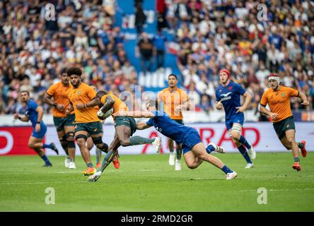 Saint Denis, France. 27 août 2023. Damian Penaud lors du Test match international de pré-coupe du monde de rugby à XV entre la France et l'Australie au Stade de France à Saint-Denis, dans la banlieue de Paris, France le 27 août 2023. Photo Eliot Blondet/ABACAPRESS.COM crédit : Abaca Press/Alamy Live News Banque D'Images