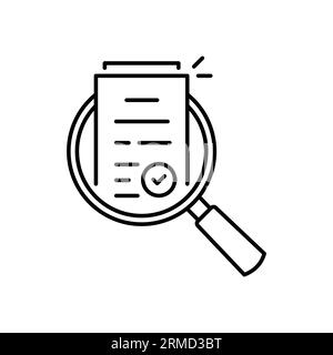 examinez l'icône de ligne fine comme assesment ou audit. stroke tendance moderne logotype paperasse design linéaire graphique isolé sur blanc. concept d'analyse proj Illustration de Vecteur