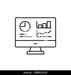 Tableau de bord de l'icône de ligne d'administration. Style de contour simple. Utilisateur de panneau de modèle, analyse de données, agence, graphique, signe linéaire d'entreprise. Illustration vectorielle isolée Illustration de Vecteur