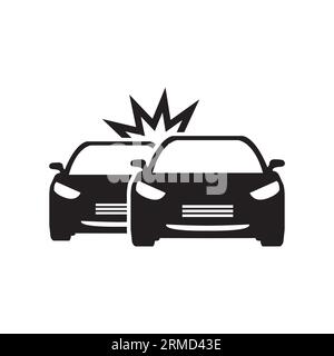 crash de voiture noir simple icône sur fond blanc pour le web Illustration de Vecteur