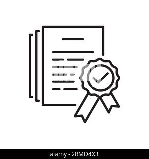 icône de certificat de bourse d'études ou de licence en ligne mince. concept de meilleur produit pour partenaire ou doc académique. graphique de logotype moderne linéaire de gain ou de réputation Illustration de Vecteur