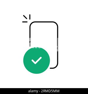 cochez avec l'icône de téléphone comme appliquer maintenant ou confirmer. flat tendance moderne logotype graphique web contour élément de conception isolé sur blanc. concept d'élec Illustration de Vecteur