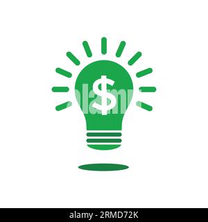 icône d'idée d'entreprise intelligente avec ampoule de dessin animé vert. concept de simple stratégie intelligente de gestion de patrimoine ou pictogramme de croissance économique. plat tendance moderne conclut Illustration de Vecteur