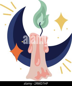 bougie ésotérique et lune Illustration de Vecteur