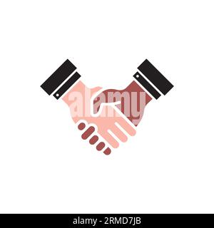 icône de poignée de main de dessin animé isolée sur blanc. concept des armes humaines comme le soutien ou la félicitation et les amis multiraciaux. plat style simple tendance moderne Illustration de Vecteur