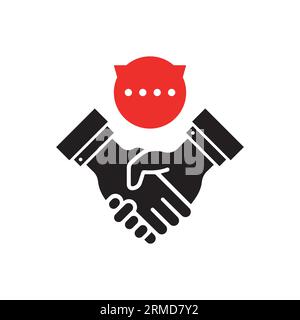 communication facile entre les partenaires. simple plat tendance moderne shakehand logotype design graphique isolé sur fond blanc. notion de transaction effectuée Illustration de Vecteur