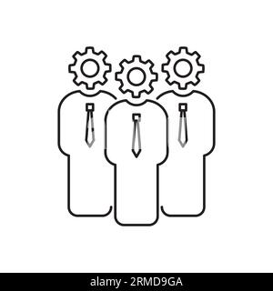 icône de projet de développement de ligne mince avec des gens. concept d'effort total ou d'organisation du travail de bureau ou d'innovation. tendance linéaire plat moderne créatif lo Illustration de Vecteur