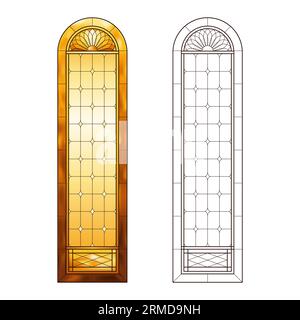 Feuille de travail avec verre d'église teinté dans des couleurs de gradient de soleil. Illustration de Vecteur