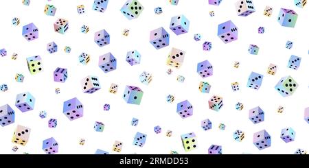 Jeu de dés. Motif sans couture de cubes de jeu polyédriques de couleur dégradé avec des points noirs sur du blanc. Pour jouer au casino, lancez des dés de un à six poin Illustration de Vecteur