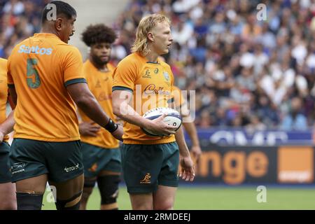 Carter Gordon d'Australie lors de la Summer Nations Series 2023, match de rugby à XV entre la France et l'Australie le 27 août 2023 au Stade de France à Saint-Denis près de Paris Banque D'Images