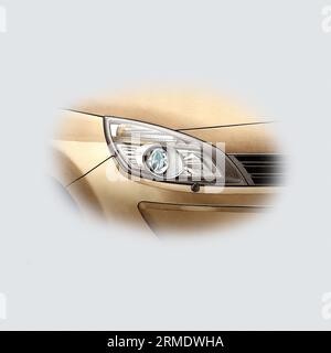 Illustration aquarelle : phares de voiture Banque D'Images